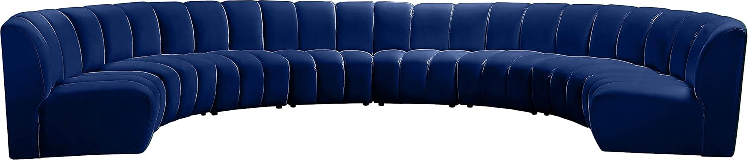 Meridian Furniture Infinity Collection Modern | Contemporary Modular Sectional with Luxurious Deep Channel Tufting, 8 Piece, Navy