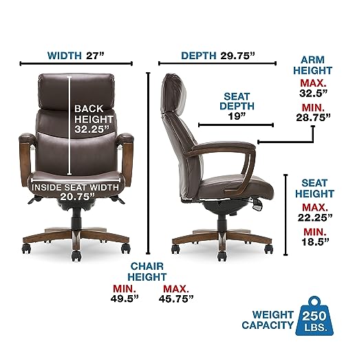 La-Z-Boy Greyson Ergonomic Bonded Leather Swivel Executive Chair, Black (CHR10086B)
