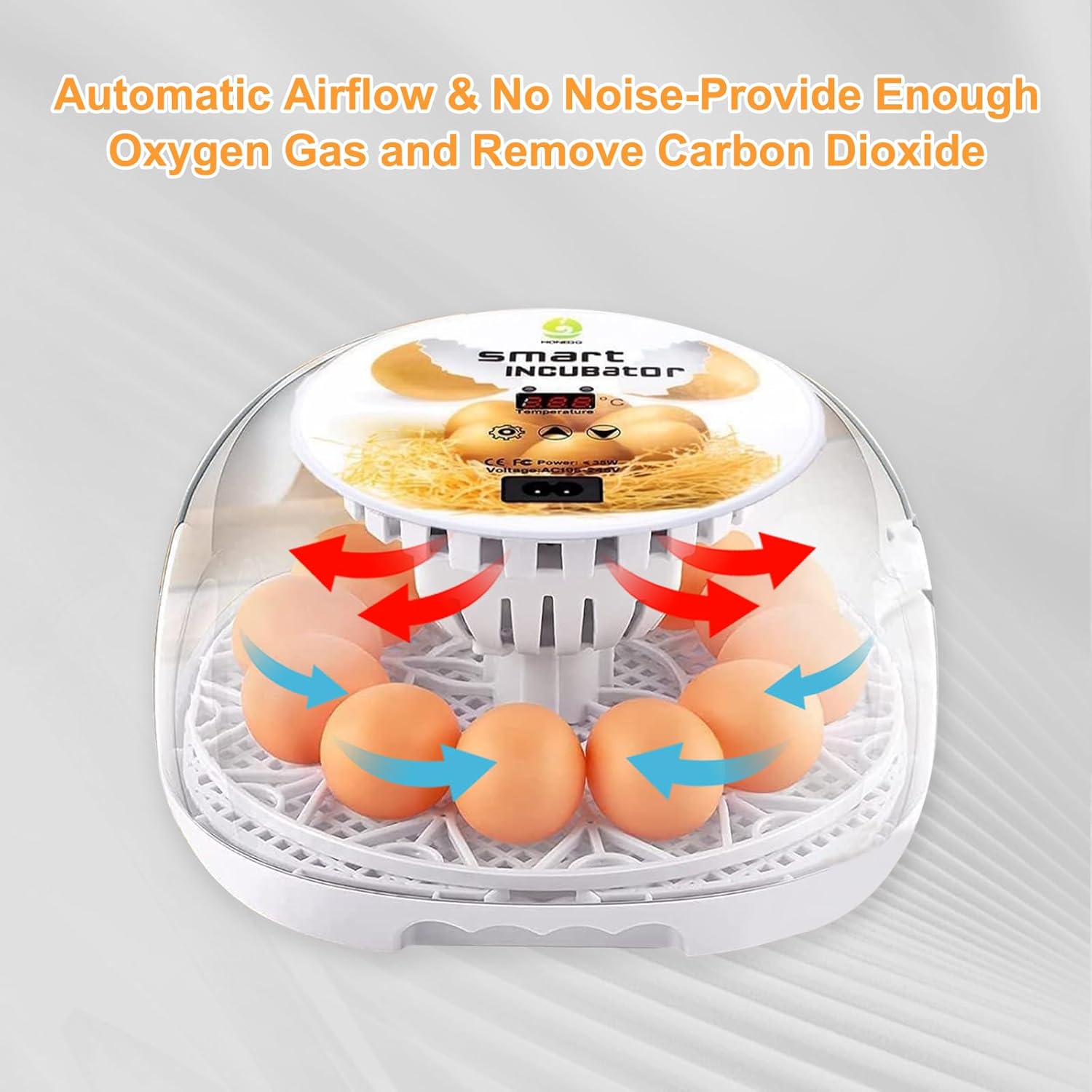 Incubators for Hatching Eggs, 12-24 Egg Incubators with Automatic Egg Turner, Temperature Display and LED Egg Candler, Ideal for Hatching Small Poultry Chicken, Duck, Pigeon