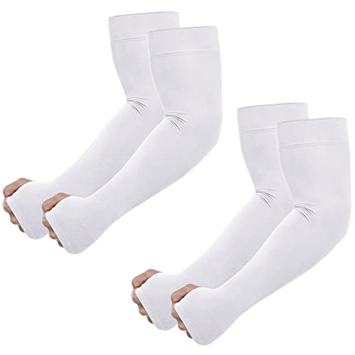 Newbyinn UV Sun Protection Arm Sleeves with Thumb Hole for Men Women Youth, Cooling Sleeve to Cover Tattoo, Mid-Compression