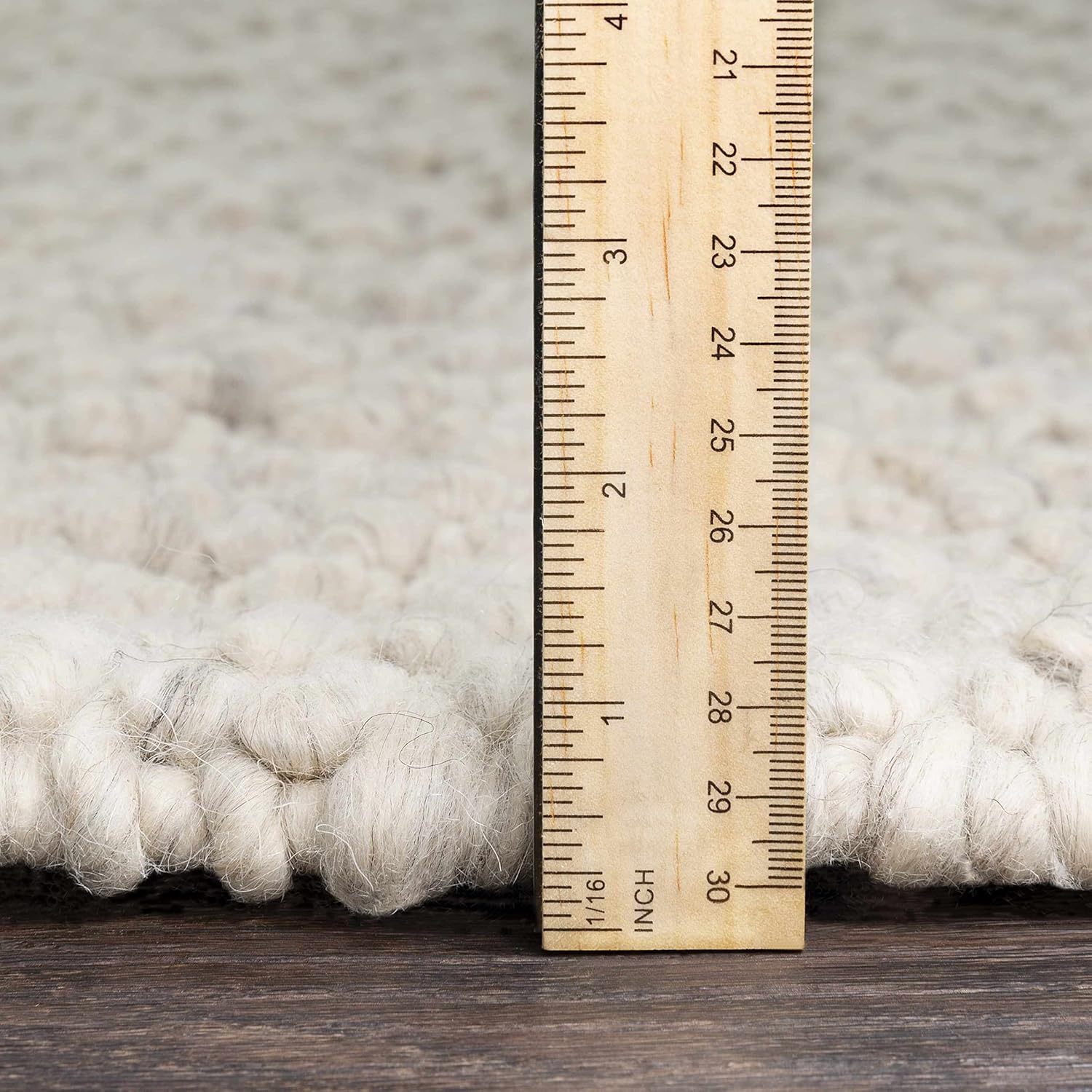 Hauteloom Penmaenmawr Boho Natural Fibers Farmhouse Living Room Bedroom Wool Area Rug - Neutral Handmade Bohemian Carpet - Brown, Cream - 5' x 7'6