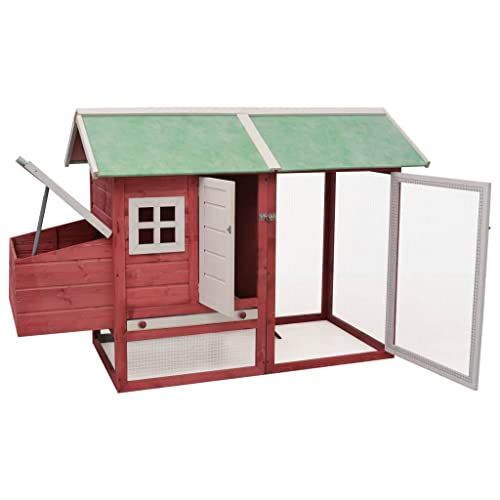 Outdoor Chicken Coop Wooden Hen House with Run, Poultry Cage Outdoor Rabbit Hutch Duck Cage, Nesting Box, AA