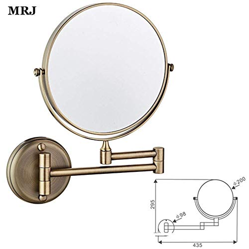 Bathroom Mirror Wall Mounted Makeup Mirror 8-inch Two-Sided Swivel Wall Mounted Mirror Extending Folding Bathroom Shaving Cosmetic Make Up Mirror- 3X/5X Magnification