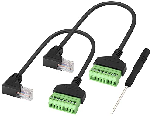 zdyCGTime RJ45 Male to 8 Pin Screw Terminal Adapter RJ45 /8P 8C Ethernet Cable Extender Cat5 to 8Pin Bolt Screw Terminal Solderless Cable for AV CCTV DVR Cat5 Cat6e Cat7 In-Line Coupler.(30cm/2Pack)