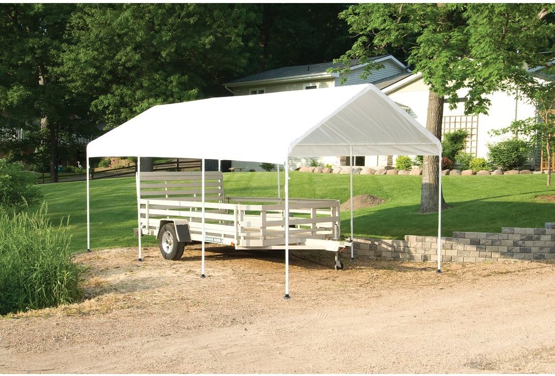 ShelterLogic 10' x 20' MaxAP Canopy Series Compact Outdoor Easy to Assemble Steel Metal Frame Canopy with 50+ UPF Sun Protection and Waterproof Cover, white (23522)