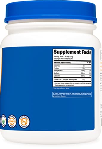 Nutricost Grass-Fed Collagen Powder 1LB (454 G) (Vanilla) - Grass Fed Bovine Collagen Hydrolysate - Collagen Peptides