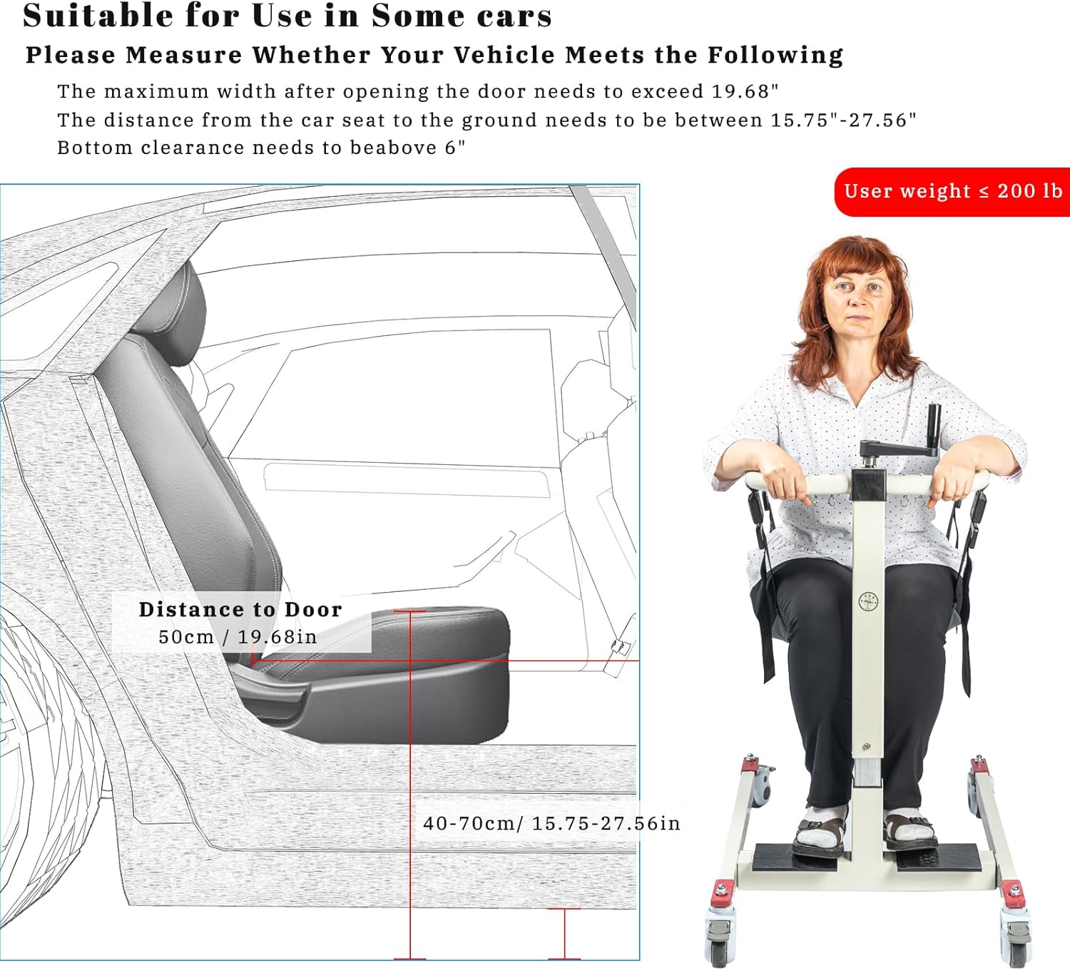 Patient Lift Transfer Chair, Foldable Patient Lift Aid for Home, Patient Wheelchair Lifts for Home and Car, Lightweight Car Lift Bedside Bathroom Wheelchair for Caregivers Elderly Living