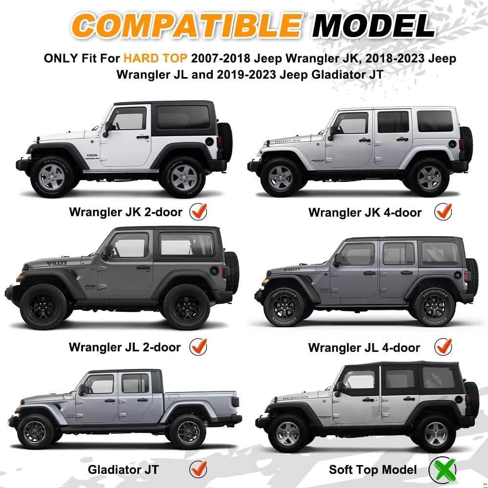Snailfly Max 330lbs Load Capacity Crossbars Fit for 2007-2025 Jeep Wrangler JK JL & 2019-2025 Jeep Gladiator JT Upgraded Heavy Duty Roof Rack Cross Bars