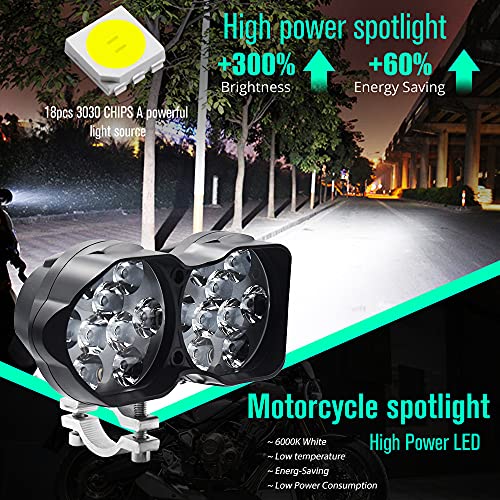 Motorcycle Driving Lights DC9-32V Spotlight Super Bright Sport Lights Waterproof for Cars ATV Bike Yamaha UTV Truck Boat,2-Pack(48W-2Colors)