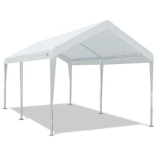 ADVANCE OUTDOOR Adjustable 10x20 ft Heavy Duty Carport Car Canopy Garage Boat Shelter Party Tent, Adjustable Peak Height from 9.5ft to 11ft, Gray