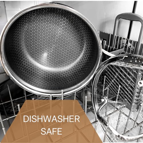 Cooksy 6.0 Quart Hexagon Surface Hybrid Stainless Steel Stock Pot with Lid