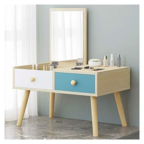 Luxury Dressing Vanity Table w/Stool for Bedroom, Storage Organizer Mini Makeup Vanity Desk for Home Bedroom, Easy Assembly, 2 Drawers, Small Dressing Table(Natural-a,60x40x36cm)