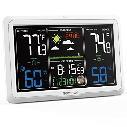 Newentor Weather Station Wireless Indoor Outdoor, Indoor Outdoor Thermometer Wireless, 7.5