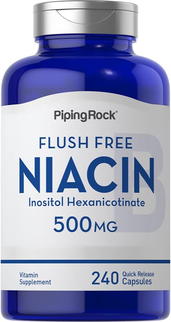 Piping Rock Niacin 500mg | Flush Free | 240 Capsules | Vitamin B3 Supplement | Non-GMO, Gluten Free
