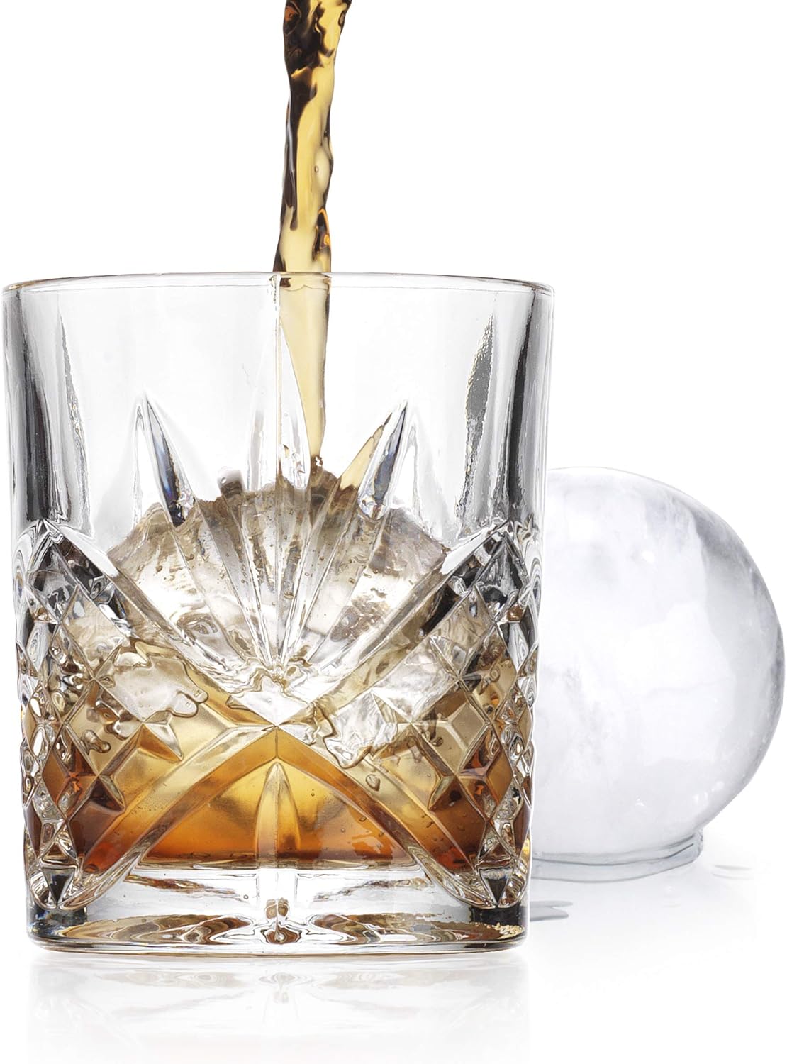 Godinger Old Fashioned Whiskey Glasses and Ice Ball Sphere Mold Whiskey Chilling Set - Dublin Collection, Set of 2