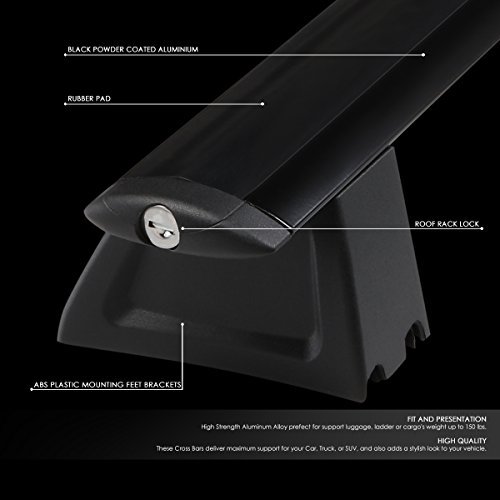 DNA MOTORING PT-ZTL-8082 Pair Aluminum Car Roof Rack Cross Bars Compatible with 07-17 Jeep Patriot,Black