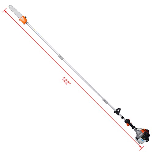 Backpack 4 in 1 Multi-Functional Trimming Tool, 52CC 2-Cycle Garden Tool System with Gas Pole Saw, Hedge Trimmer, Grass Trimmer, and Brush Cutter EPA Compliant