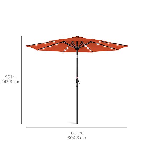 Best Choice Products 10ft Solar Polyester LED Lighted Patio Umbrella w/Tilt Adjustment and UV-Resistant Fabric - Gray