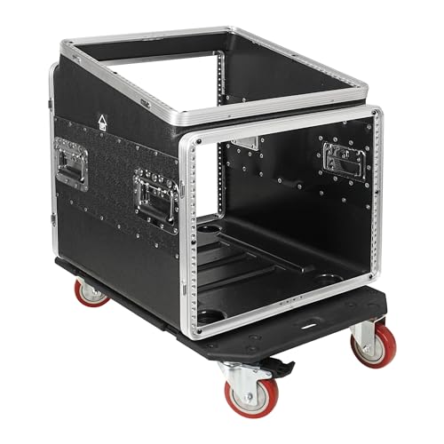 Sound Town Lightweight and Compact 10U ATA ABS Rack Case, with Slant Mixer Top, Casters, 24.5