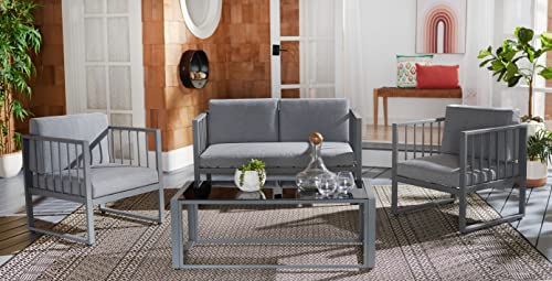 SAFAVIEH Outdoor Collection PAT7726 Conversation Set, Grey/Grey