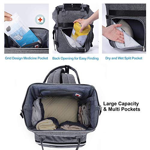 Waterproof Diaper Bag Backpack with Portable Changing Pad,Large Maternity Baby Nappy Changing Bag Insulated Pockets