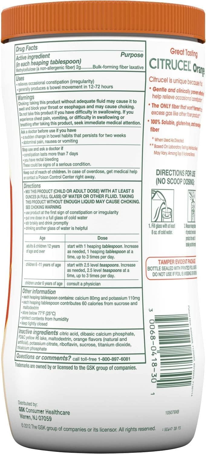 Citrucel Orange, 30 Ounce