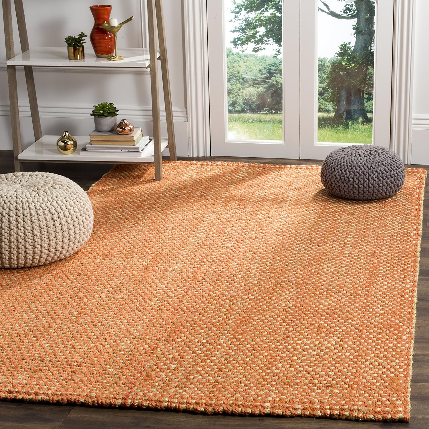 SAFAVIEH Natural Fiber Collection Area Rug - 8' x 10', Rust & Natural, Handmade Jute, Ideal for High Traffic Areas in Living Room, Bedroom (NF262B)