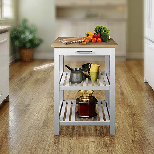 American Trails Sunrise American Kitchen Island, Natural Maple Top, White Base (New)