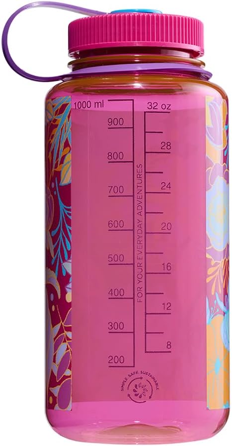 Nalgene Sustain 32 oz. Wide Mouth Water Bottle - Magenta Botanical Florals