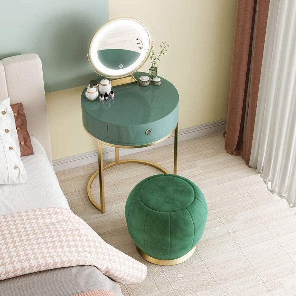 Luxury Dressing Vanity Table w/Stool for Bedroom, Nordic New Makeup Table Bedroom Simple Dresser Light Luxury Storage Cabinet Multi-function Makeup Table