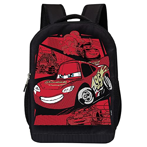 Disney Cars Backpack for Boys, Girls, Toddlers – Lightning McQueen Backpack Red and Black for Kids 16 Inch Air Mesh Padded School Bag (Red Lightning Mcqueen)