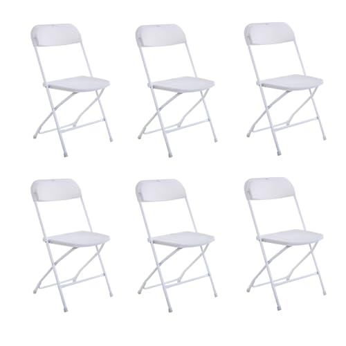 10 Pack White Plastic Folding Chair, Indoor Outdoor Portable Stackable Commercial Seat Capacity for Events Office Wedding Party Picnic Kitchen Dining, 350lb Capacity