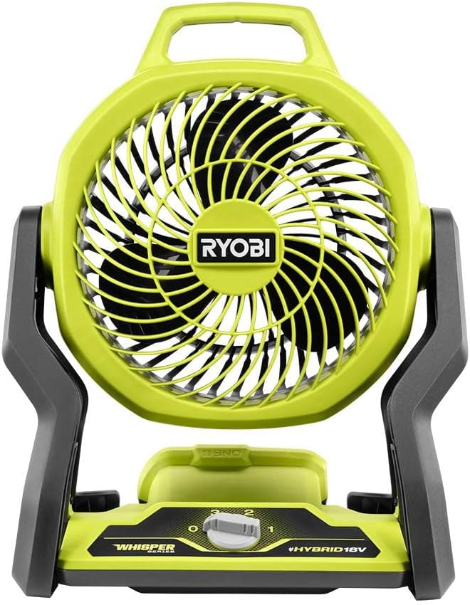 RYOBI ONE+ 18V Cordless Hybrid WHISPER SERIES 7-1/2 in. Fan (Tool Only), GREEN (PCL811B)