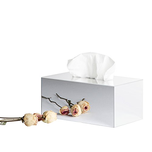 JackCubeDesign Overall Acrylic Mirror Square Tissue Box Cover Holder Napkin Holder Organizer Stand(5.6 x 5.6 x 6.1 inches) - :MK219A
