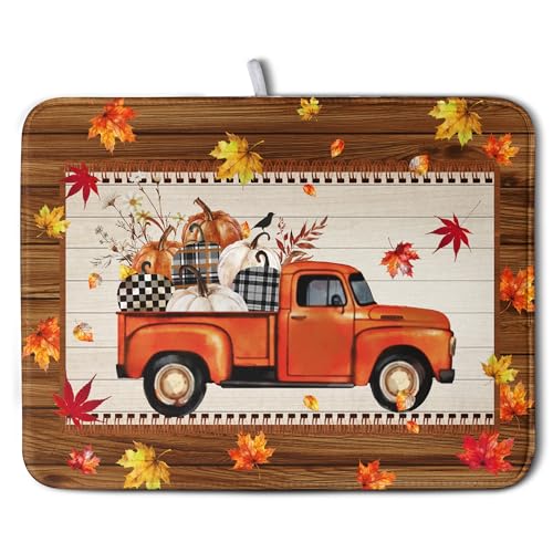 Marble Dish Drying Mat for Kitchen Counter 16x18 Inch Grey Gold Marble Fluid Drying Dish Pad Stone Print Microfiber Dish Drainer Rack Mats Absorbent Fast Dry Kitchen Accessories