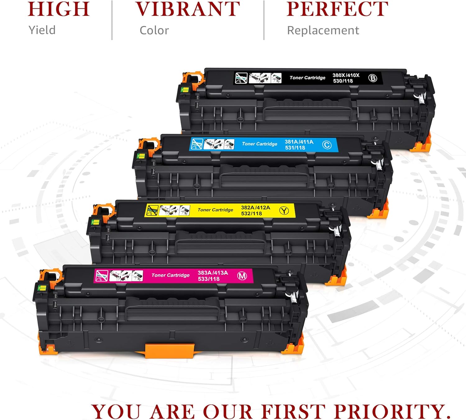 Toner Kingdom Remanufactured Toner Cartridge Replacement for HP 305 305A 305X 312 312A 312X for HP LaserJet Pro 400 300 Color MFP M451dn M451nw M475dn M476nw M476dw M351A M375nw toner Printer (4 Pack)