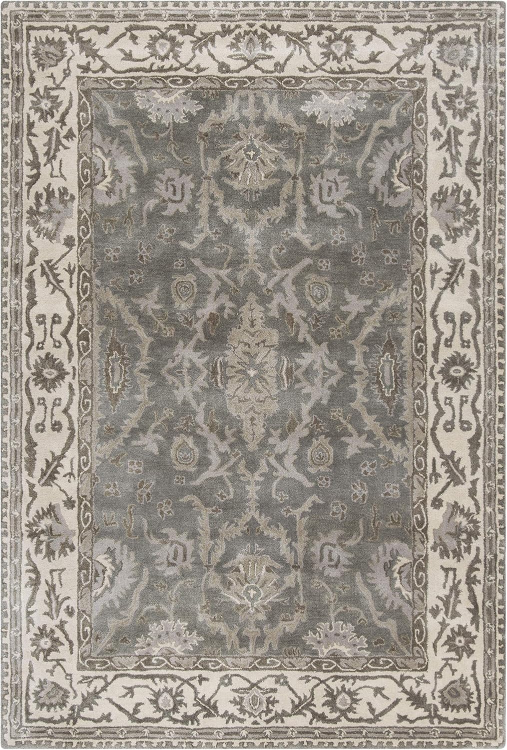 SAFAVIEH Royalty Collection Area Rug - 6' x 9', Grey & Cream, Handmade Traditional Oriental Wool, Ideal for High Traffic Areas in Living Room, Bedroom (ROY993A)