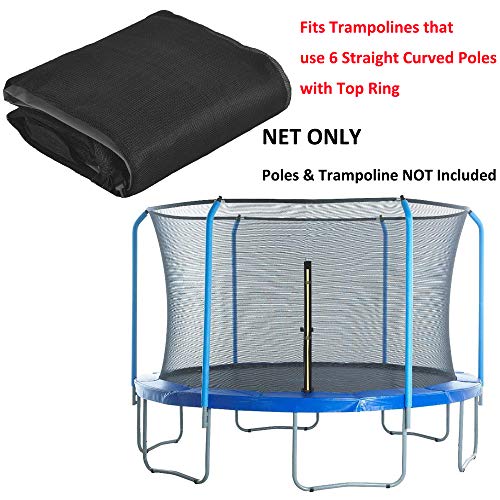 12/14/15FT Replacement Trampoline Safety Net Fits for Round Frames Using 6 Curved Pole with Top Ring Enclosure Systems (Net Only)