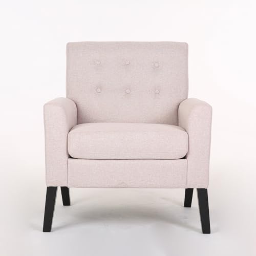 Fabric Accent Chair for Living Room, Bedroom Button Tufted Upholstered Armchair with Scooped Arms for Bedroom,Apartment,Studio,Office,Waiting Room (Beige)