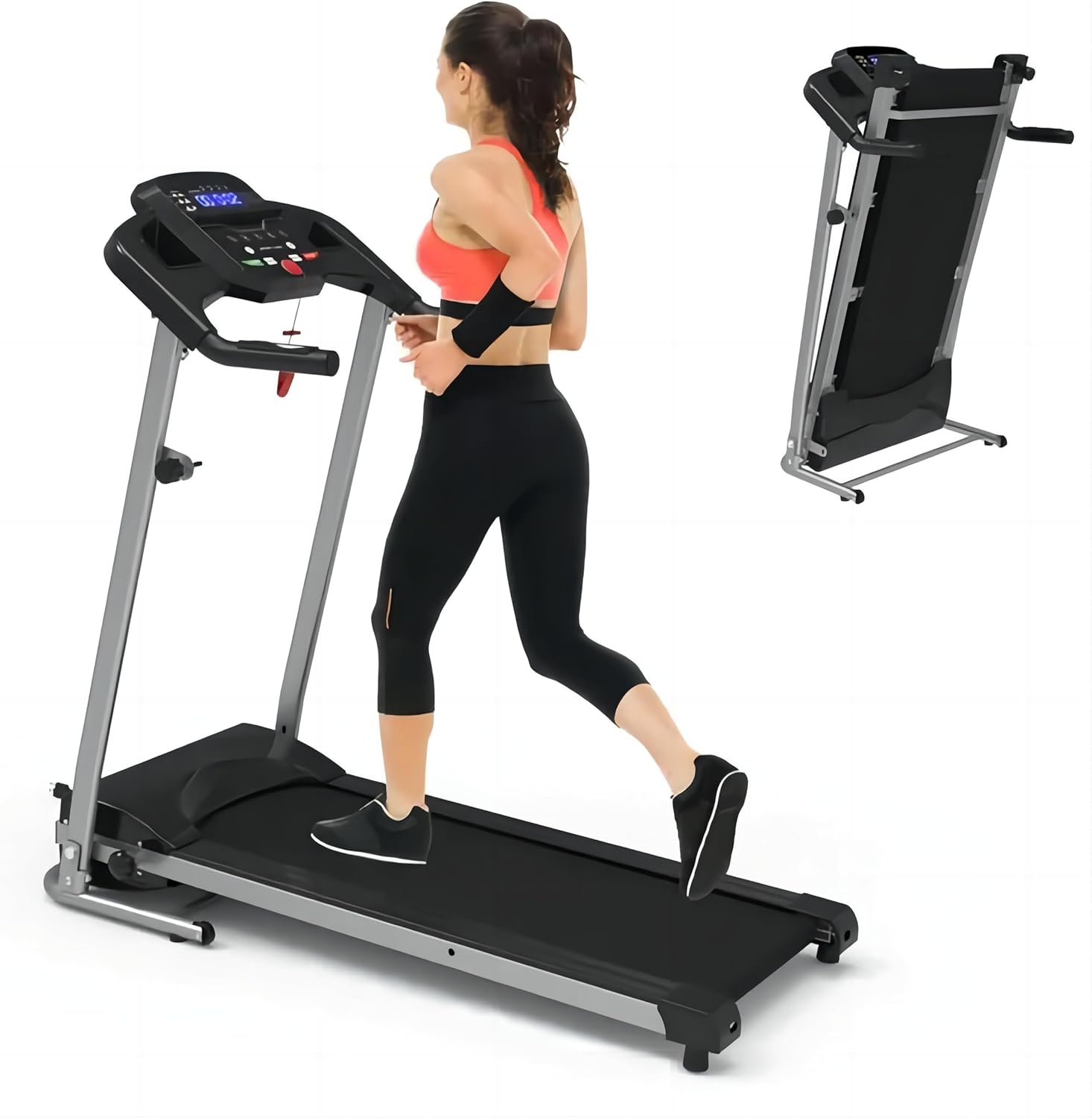 Folding Treadmill with Incline, 2.5HP Portable Treadmill for Home, 250LBS Capacity, MP3 Electric Foldable Running Machine with 12 Programs for Apartment Workout