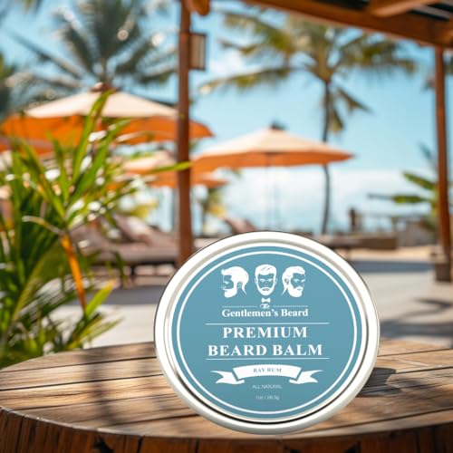 The Gentlemen’s Conditioning Beard Balm for Men - Bay Rum Scent - All Natural - Styles, Strengthens, Thickens & Softens Promoting Healthier Beard & Mustache Growth