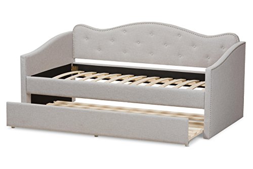 Baxton Studio Kaarina Fabric Daybed with Trundle, Twin