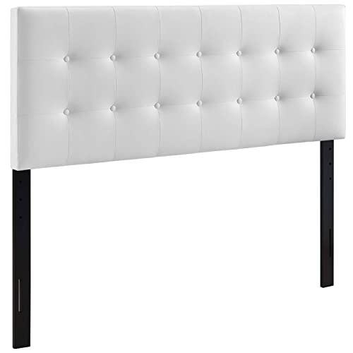 Modway Emily Tufted Button Faux Leather Upholstered Twin Headboard in Black