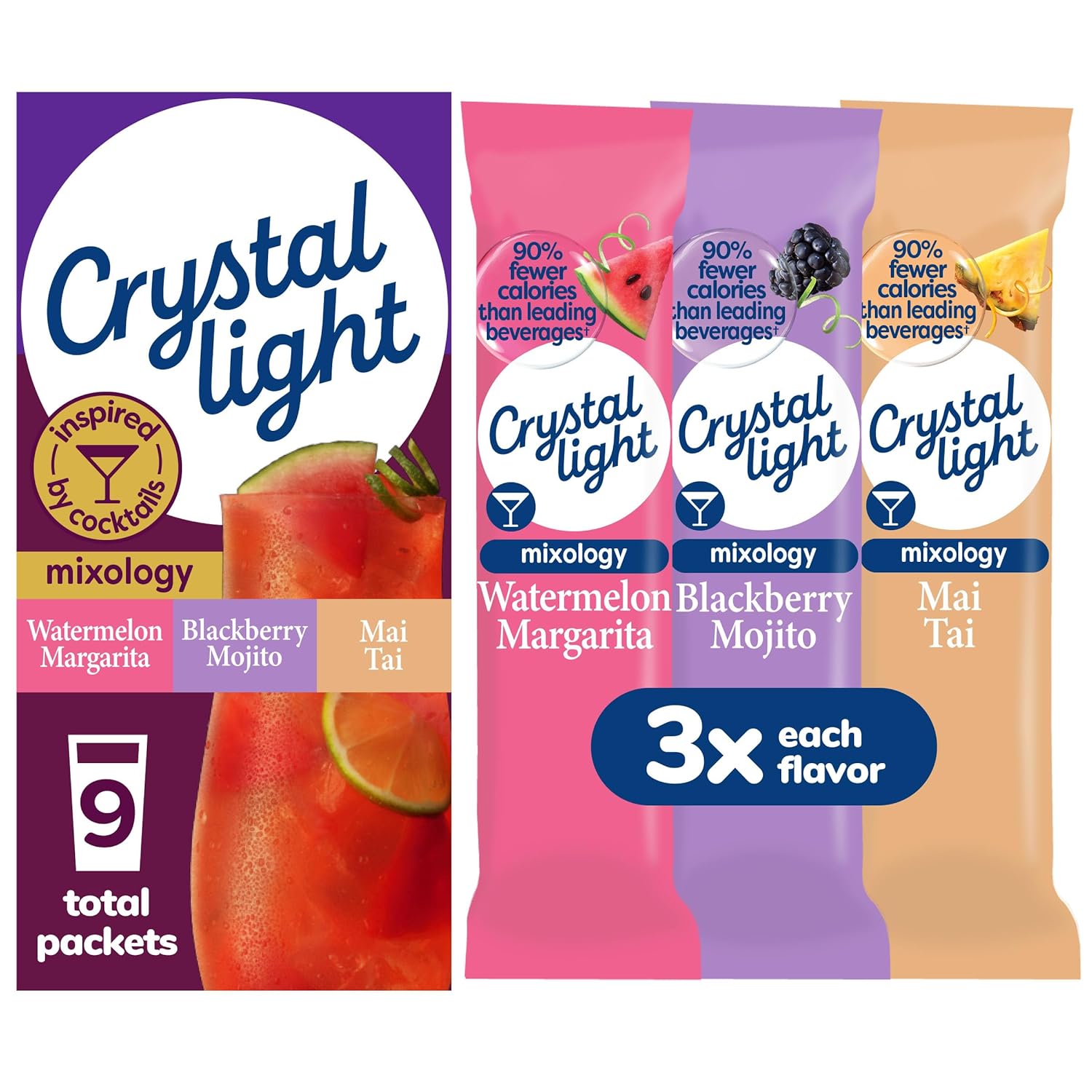 Crystal Light Mixology Variety Pack Powdered Drink Mix, 14 oz Packets, 9 per Box