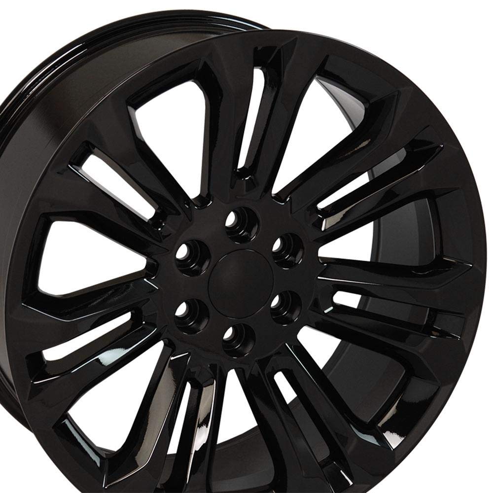 OE Wheels LLC 22 inch Rims Fit pre-2019 Silverado Sierra pre-2021 Tahoe Suburban Yukon Escalade CV43 Gloss Black 22x9 Rim Hollander 5666
