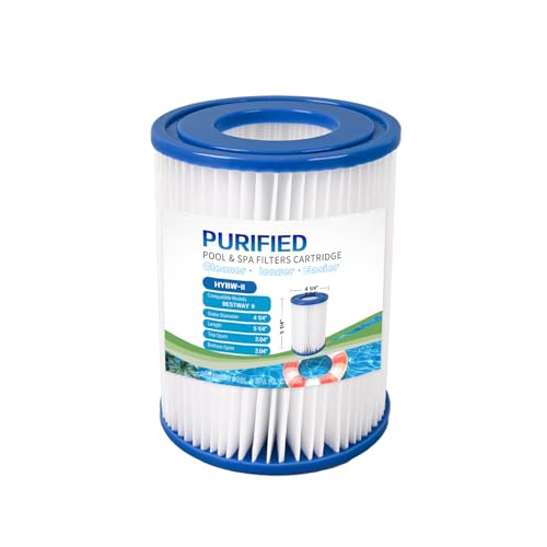 PURIFIED Spa Filter Type A Pool Filter Replacement Cartridge Compatible with Bestway Type II Pool Filter Cartridge Pumps - Replacement Pool Filters for Above Ground Pools 1-Pack
