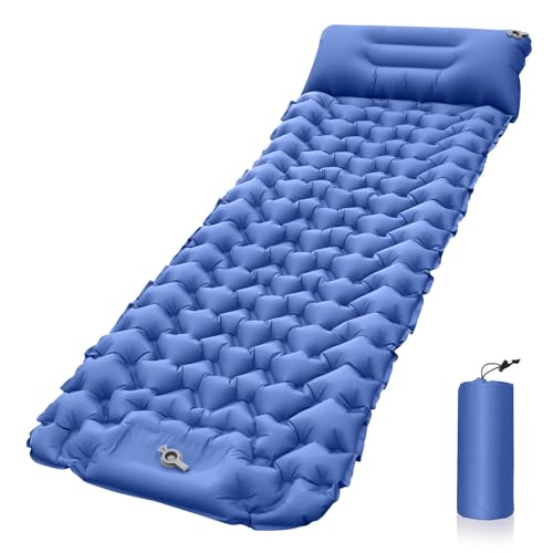 Ultralight Inflatable Sleeping Pad for Camping, Self Inflating Camping Mat with Built-in Foot Pump & Pillow, Suitable Hiking, Disaster Preparedness Item, Backpacking, Camping (Gray)