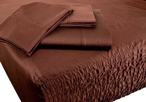Bed Tite Stretch Fit 300 Thread Count 100-Percent Cotton luxury Oversized 4-Piece Sheet Set with Pillowcases, Queen, Chocolate