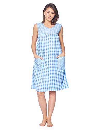 Casual Nights Women's Zip Up House Dress Sleeveless Duster Robe Housecoat Sleep Lounger