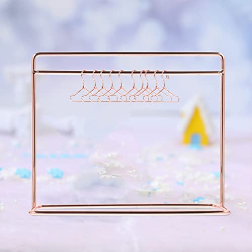 Toddmomy 1 Set Miniature Doll Garment Rack,Metal Doll Garment Rack with Clothes Hangers Mini Doll Wardrobe Furniture Accessories for Dollhouse Supplies,Rose Gold
